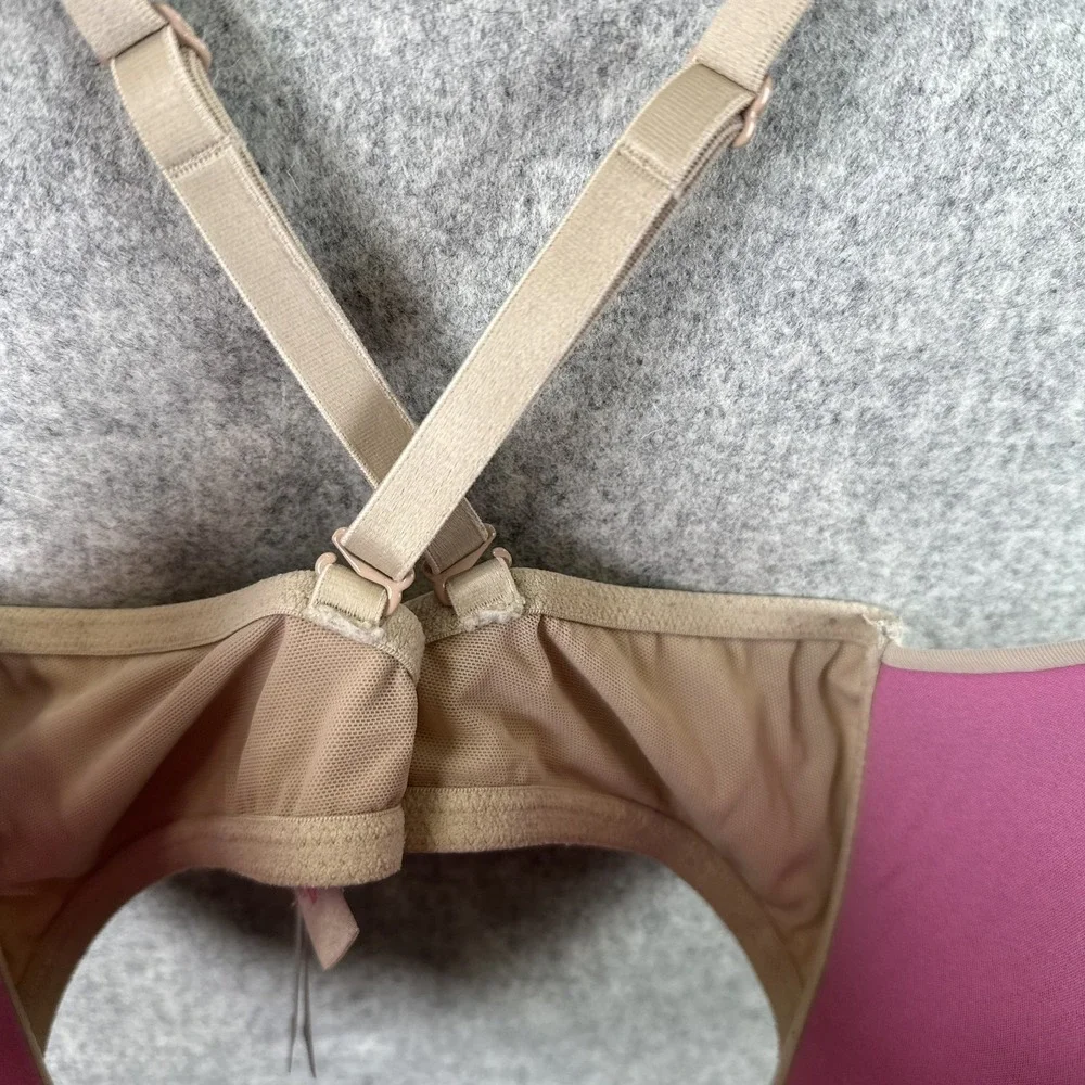 PINK Bra‎ Beige 34DD Everywhere T-Shirt Lightly Lined Underwire Criss Cross